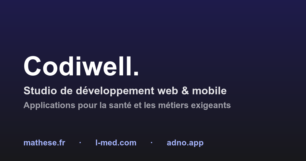 Codiwell — Développement d'applications web & mobiles