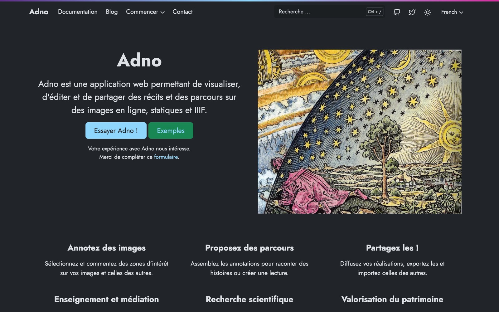 Site d'Adno, application d'annotation de récits sur images