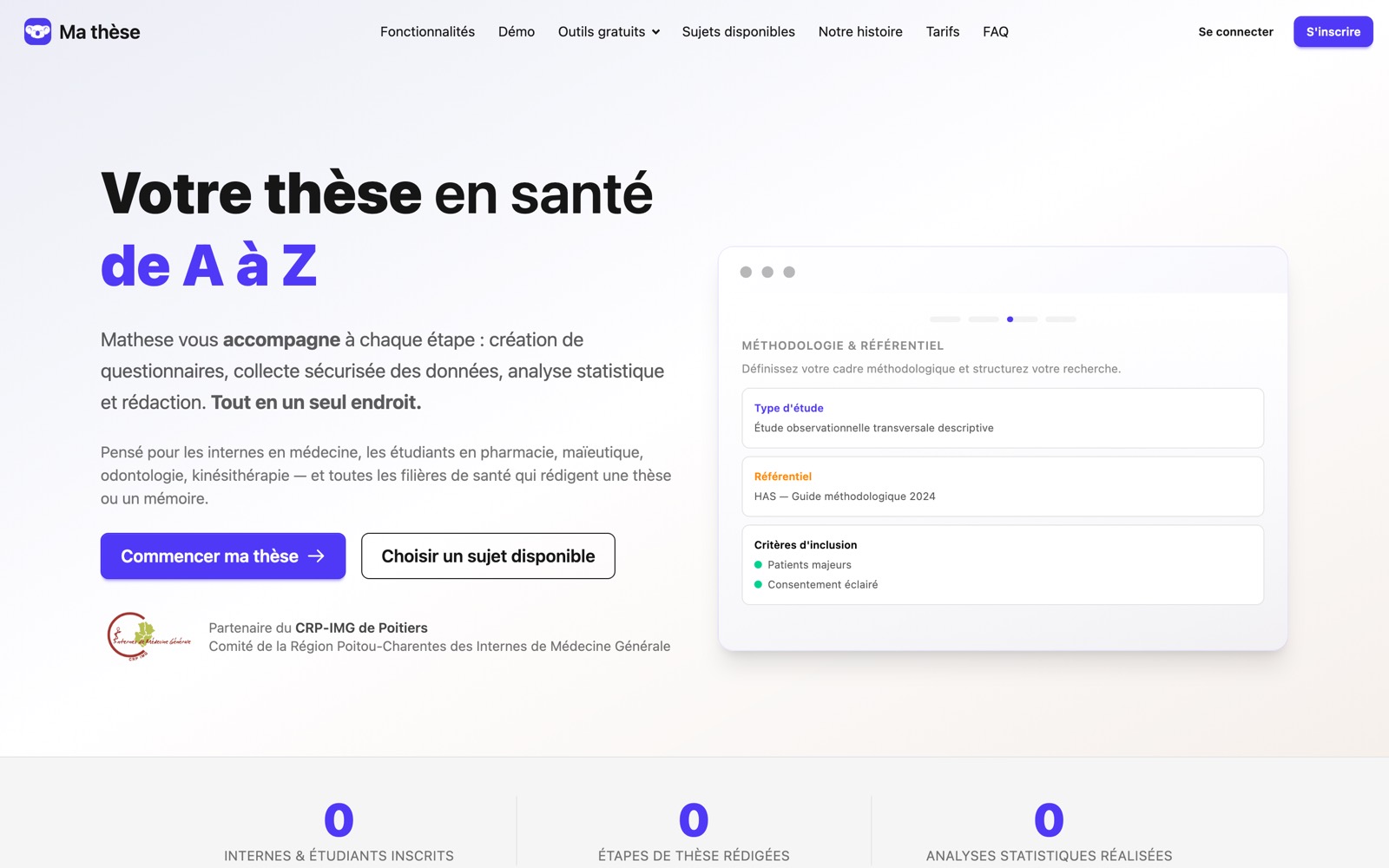 MaThèse, plateforme d'accompagnement de la thèse en santé