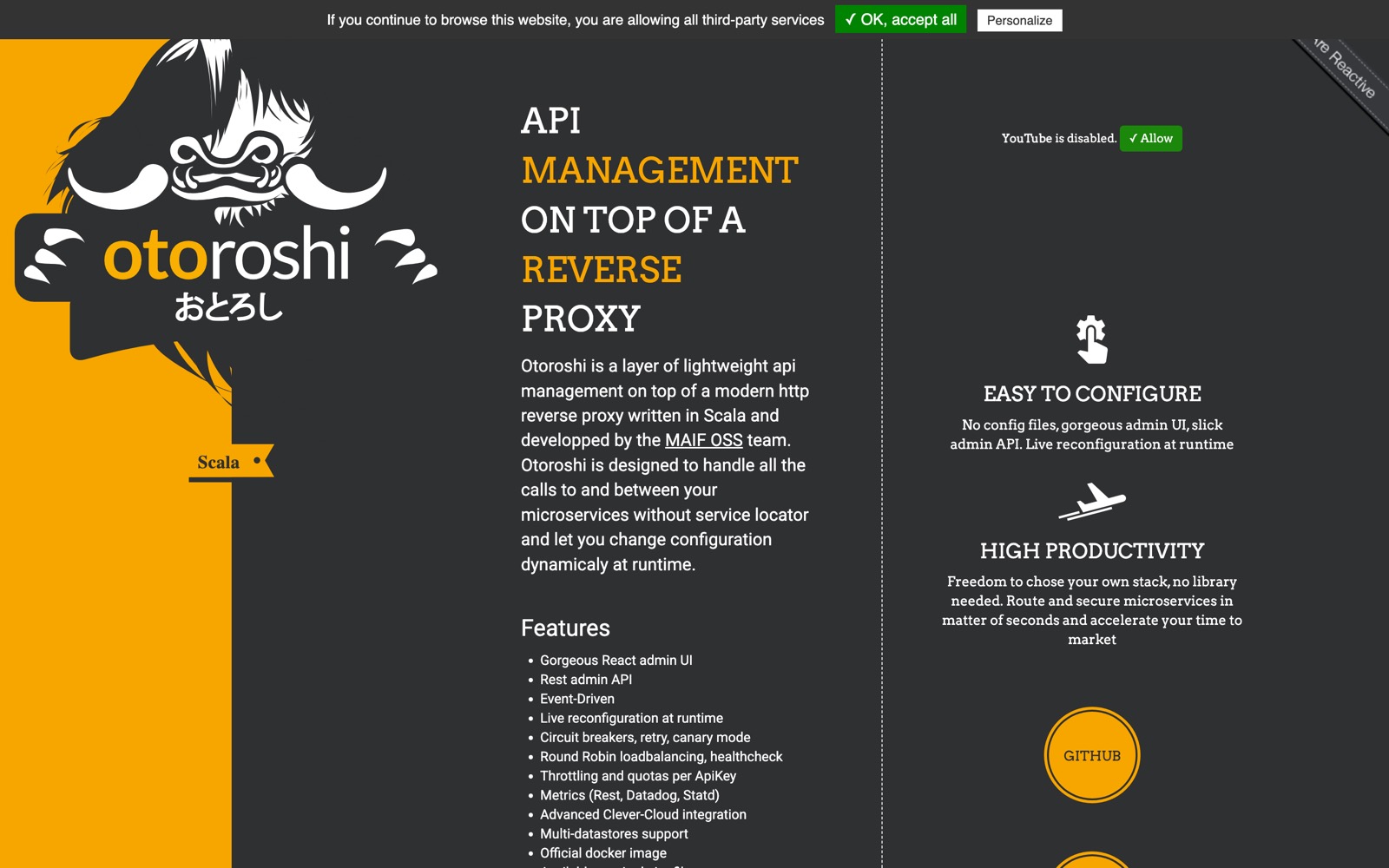 Site d'Otoroshi, API Gateway et reverse proxy open source